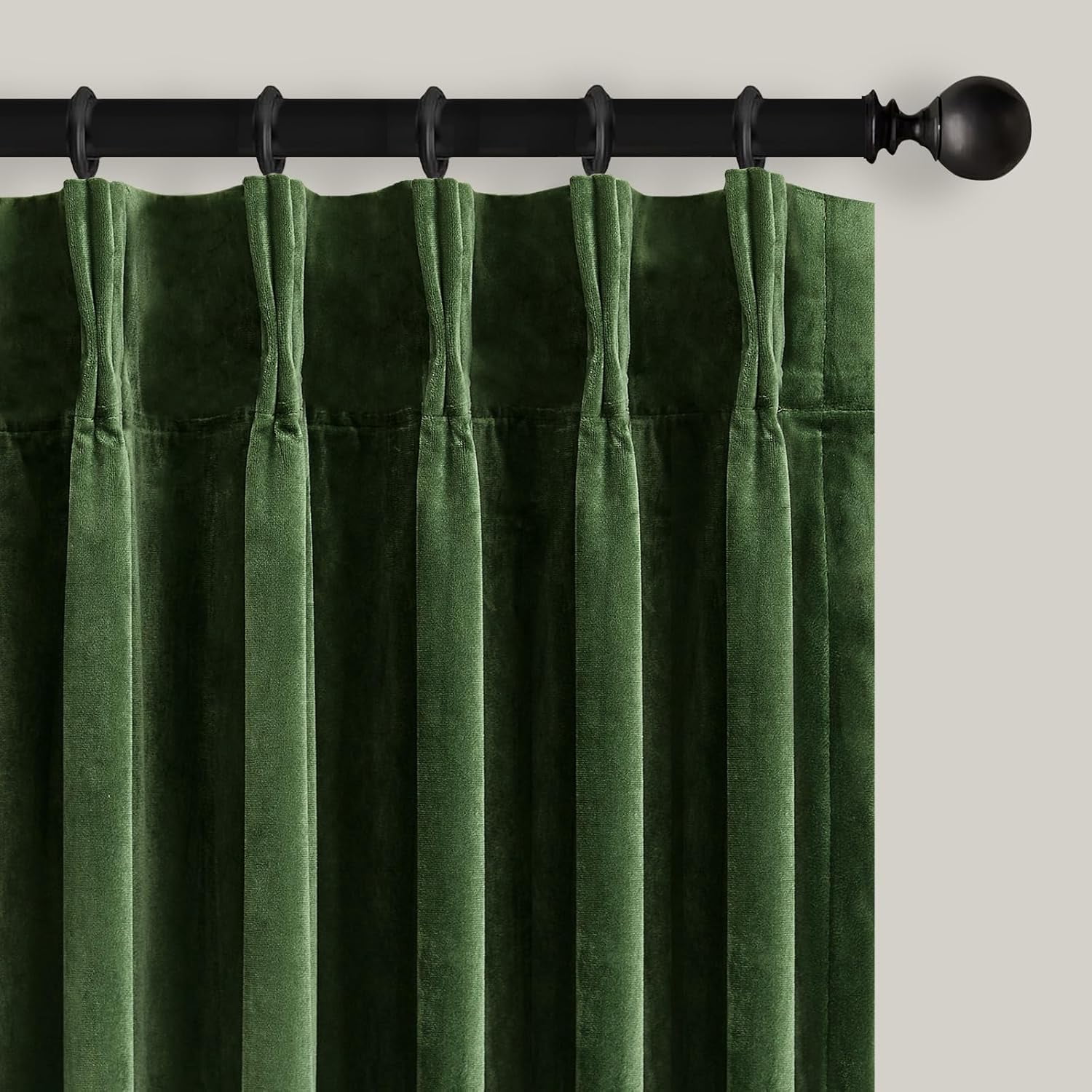 Nalqet Pinch Pleated Velvet Blackout Curtains 84 inches Long 2 Panels Set, Blackout Luxury Elegant Drapes Thermal Insulated Window Curtains for Bedroom,Living room,Office, Olive Green