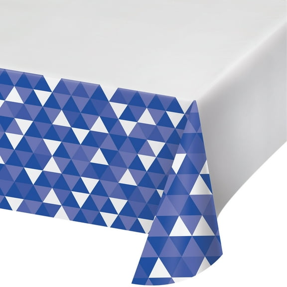 Celebrations Cobalt Blue Fractal Plastic Tablecloth, each