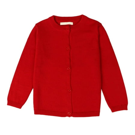 

Baby Girls Boys Button-Down Cardigan Toddler Cotton Knit Uniform Sweater 1-7T Kids Red