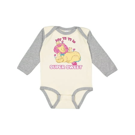 

Inktastic My Ti Ti Is Super Sweet Cotton Candy Lions with Pink Mane Gift Baby Boy or Baby Girl Long Sleeve Bodysuit