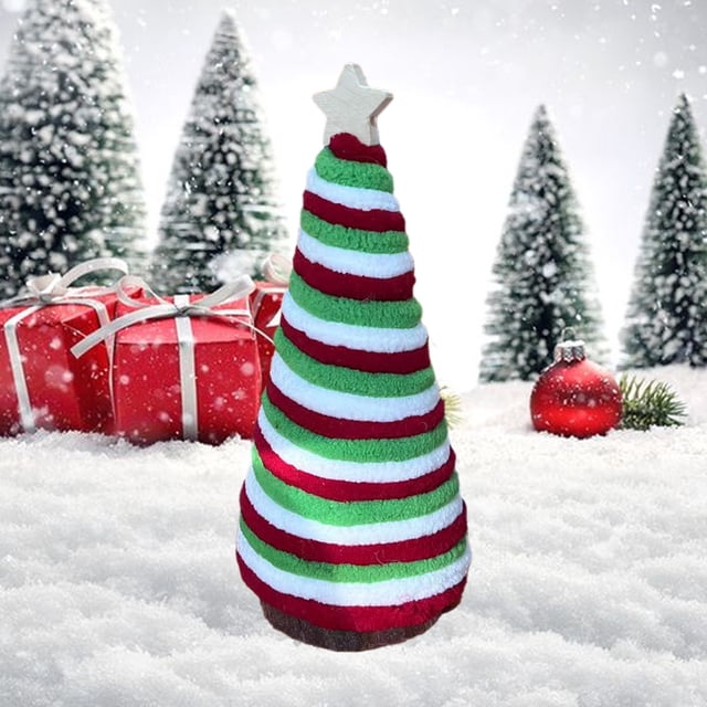 SouMaox Mini Christmas Tree Tabletop Stand Rope Textured Holiday Ornament Festive Scene Tray Decor for Home Office Desktop Mantelshelf