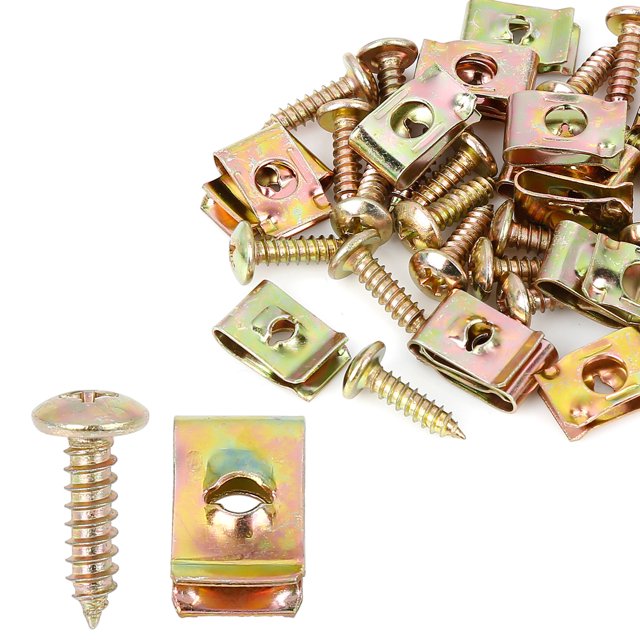20 Juegos 4.2x16mm Coche Clips U Clip Tornillo Surtido Tono Bronce