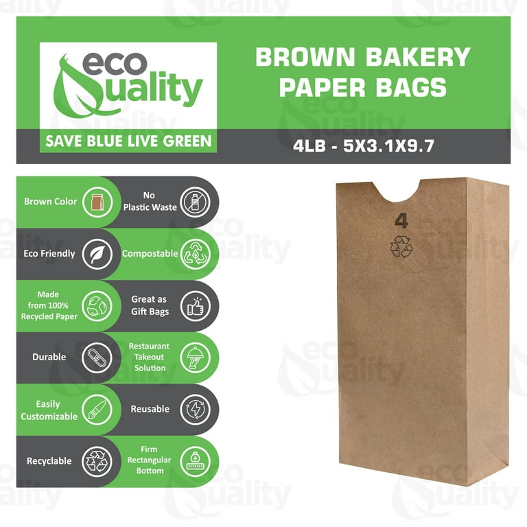 1500 Count] Brown Kraft Paper Bag (4 lb) Small Paper Lunch Bags