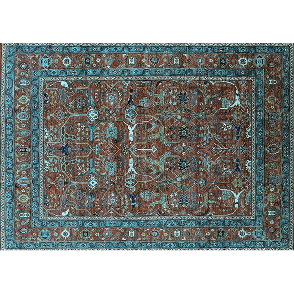 Ahgly Company Indoor Rectangle Oriental Light Blue Industrial Area Rugs, 4' x 6'