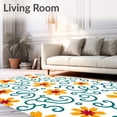 thumbnail image 2 of ODIKA 8'x10' Machine Washable Non-Slip Area Rug, Whirlwind Blossom Motif with Festive Interlocking Details High Traffic Rug with Pad, Yellow, 645072, 2 of 8