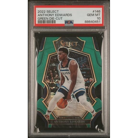 2022 Panini Select Premier Level Die Cut Green Anthony Edwards #146 /5 5/5 PSA 10