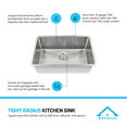 thumbnail image 4 of KBFmore Tight Radius 16 Gauge 27 inch Single Bowl Undermount Kitchen Sink, Kitchen Gadget, 4 of 11