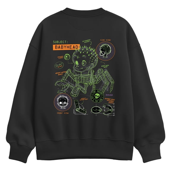 Toy Story - Babyhead Blue Print Oversized Fleece Crew Sweatshirt