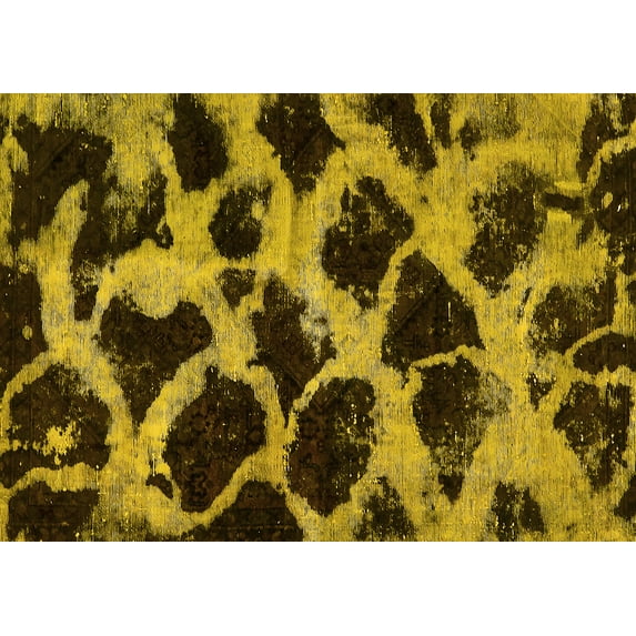 Ahgly Company Indoor Rectangle Abstract Yellow Modern Area Rugs, 2' x 5'
