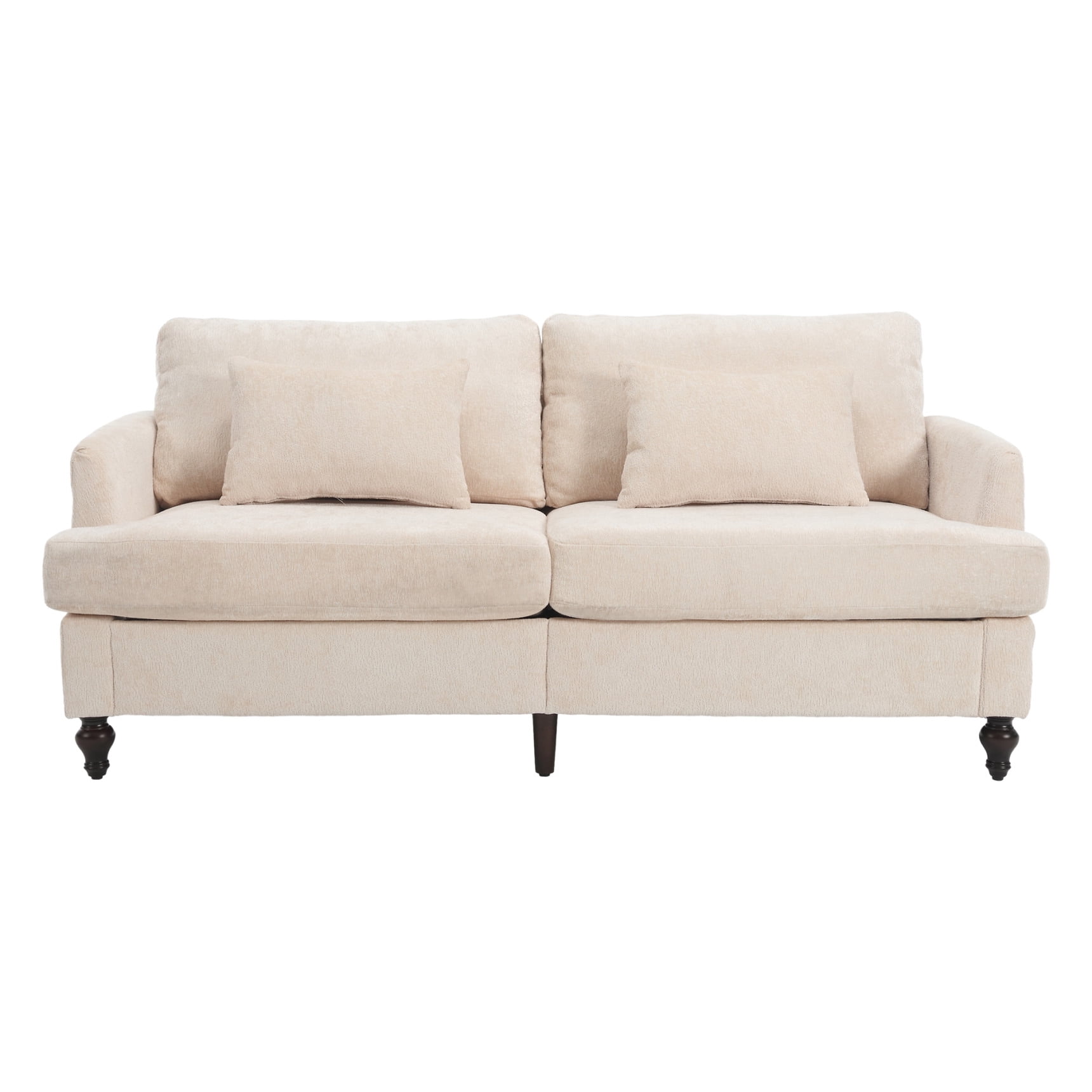 69 Inch Loveseat Sofa, Modern Chenille Upholstered 2 Seater Couch with Lumbar Pillows, Lounge Sofa for Living Room Bedroom Apartment Office, Beige