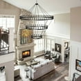 thumbnail image 3 of 3-Tier 96-Lights Extra Large Wagon Wheel Chandelier, Black Farmhouse Pendant Light for High Ceiling, Rustic Round Hanging Chandelier for Dining Room, Kitchen Island, Foyer, Entryway, 3 of 7