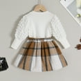 thumbnail image 3 of Younger Tree Little Girl Fall Winter Outfits Baby Puff Sleeve Sweater Woolen Plaid Pleated Skirt Clothes Set,4-5T, 3 of 7