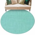 thumbnail image 2 of Turquoise 6ft Round Rug, Farmhouse Burlap Solid Teal Color Modern Linen Texture Non-Skid Rubber Backing Large Area Rugs - Living Room Bedroom Home Office, Indoor Floor Mat Carpets Washable Rug, 2 of 9