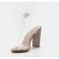 thumbnail image 4 of Cape Robbin Gen Women's Lucite Clear Strappy Block Chunky High Heel Open Peep Toe Sandal, Nude, 11, 4 of 7