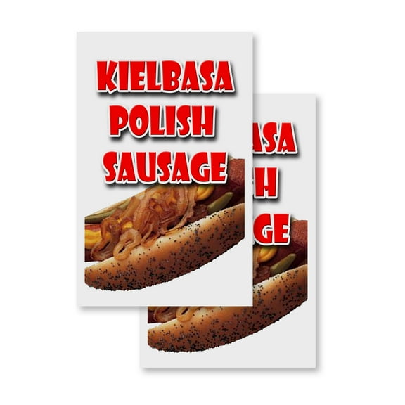 Kielbasa Polish Sausage (2-PACK) 24" x 36" Vinyl Decals | Sign Insert Peel & Stick Decals Stickers Window Signs
