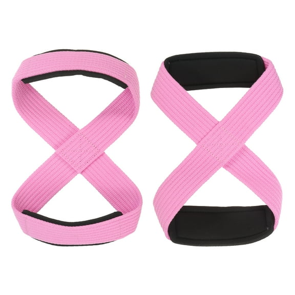 Uxcell Figure 8 Lifting Strap Fitness Weight 8 Loop Lifting Wraps Stripe Pink, 2 Pack, L
