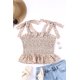thumbnail image 4 of ABPHQTO Chaleco de mujer caqui con estampado floral y tiras anudadas con peplum fruncido, 4 of 5