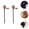 thumbnail image 3 of 2 Pcs Porte-Chignons Élégants, Bâtons de Cheveux à Fleurs, Style Rétro (Bronze), 3 of 7