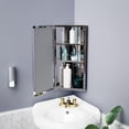 thumbnail image 2 of Infinity Corner Wall Mount Medicine Cabinet Brushed Stainless Steel w/Mirror Door Triple Shelf Opens Right to Left 11-7/8" W x 23-5/8" H Easy Install Renovators Supply, 2 of 7