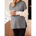 thumbnail image 5 of Weardear 3 Pack Maternity Shirts Womens Long Sleeve Split Side Tunic Tops Drop Shoulder T Shirt Casual Pregnancy Clothes, 5 of 6