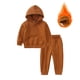 thumbnail image 4 of Gibobby Conjunto de pants para niños pequeños, camisa de manga larga sólida, sudaderas con capucha, Tops y pantalones, conjunto de 2 uds para niños y trajes(Marrón, 4-5 Años), 4 of 5