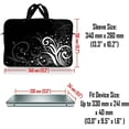 thumbnail image 3 of LSS 13.3 inch Laptop Sleeve Bag Carrying Case with Handle for 13.3" 13" 12.1" 12" Apple MacBook, Acer, Dell, Hp, Sony, Black and White Floral, 3 of 4