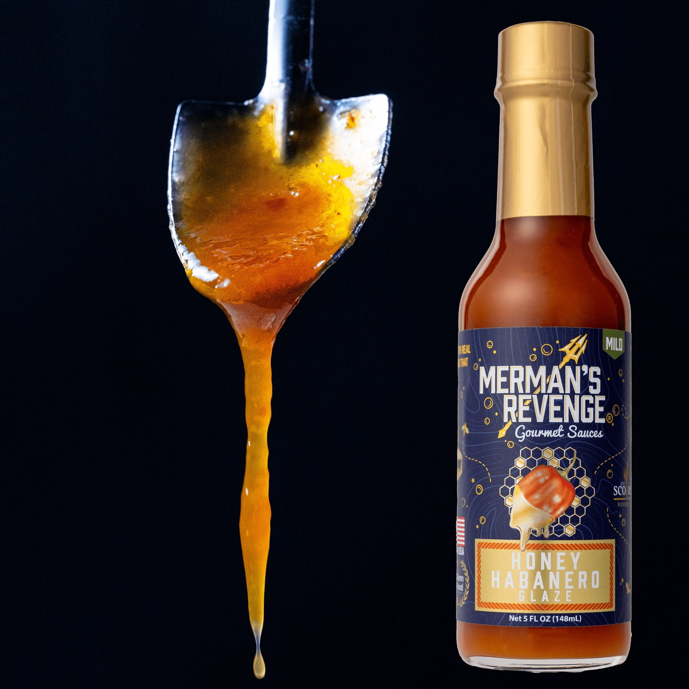Merman's Revenge Honey Habanero Glaze, Gluten-Free, 5 fl oz , Glass Bottle