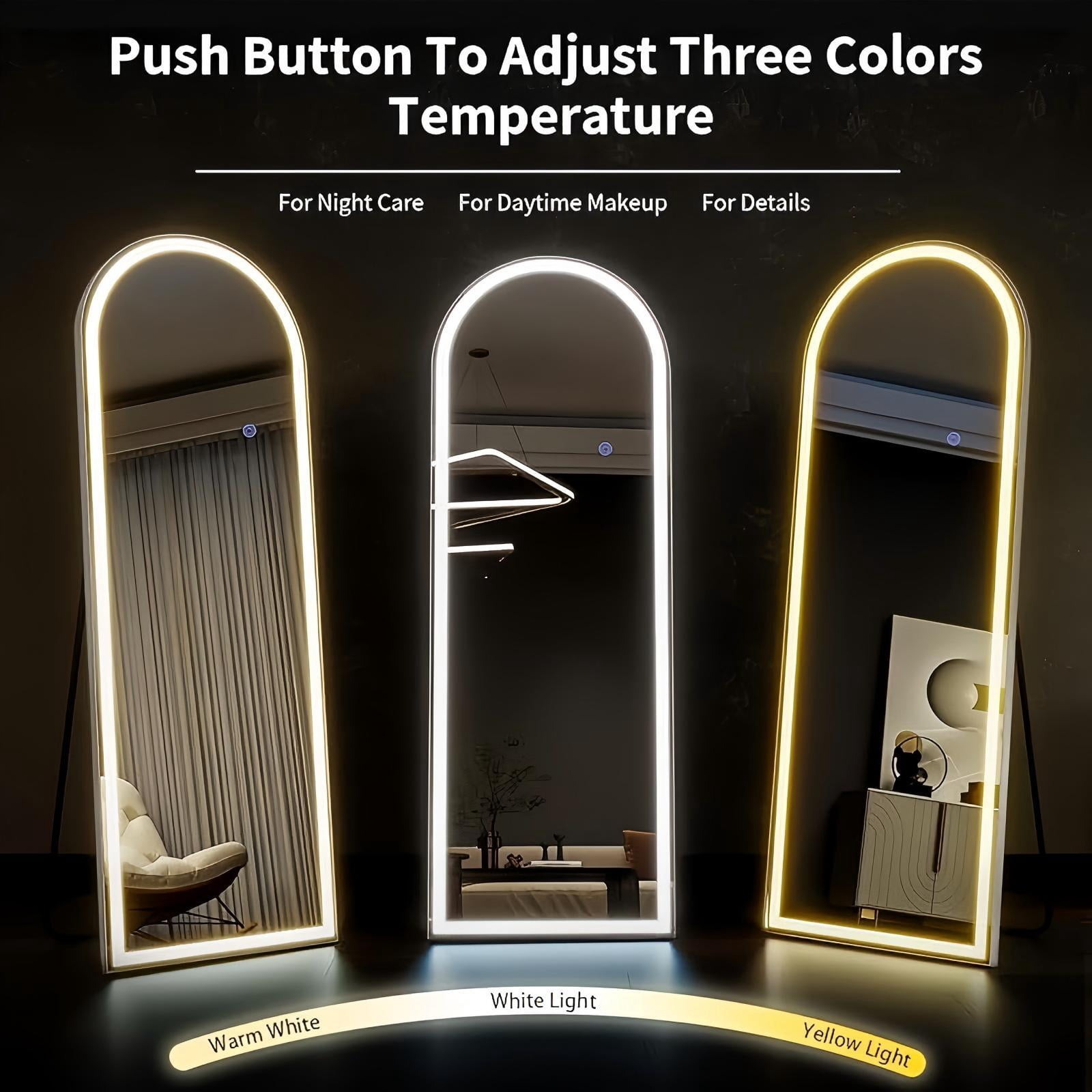 Mirrasia 64" x 21" LED Full Length Mirror Floor Mirror Wall Mounted,White