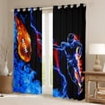 thumbnail image 2 of Football 30%-50% Blackout Curtains,Ball Games Sports Curtains & Drapes,Lightning Fire and Water Print Window Curtains Rugby Window Treatments 2 Panels 38"Wx54"L, 2 of 6
