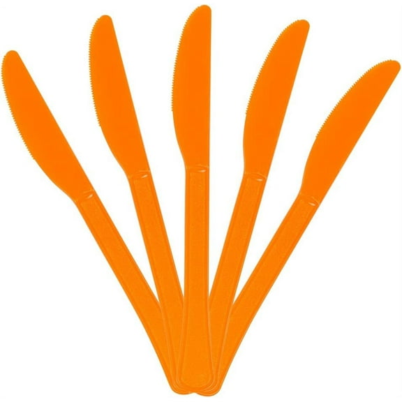 JAM Paper Plastic Knives, Orange, 48 Disposable Knives/Pack