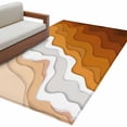thumbnail image 2 of 3'x5' Area Rugs, Orange Coastal Beach Indoor Outdoor Area Rug for Living Room Bedroom, Rustic Abstract Sea Waves Striped Washable Bathroom Rugs Kitchen Floor Carpet Mats Home Decor Aesthetic, 2 of 8