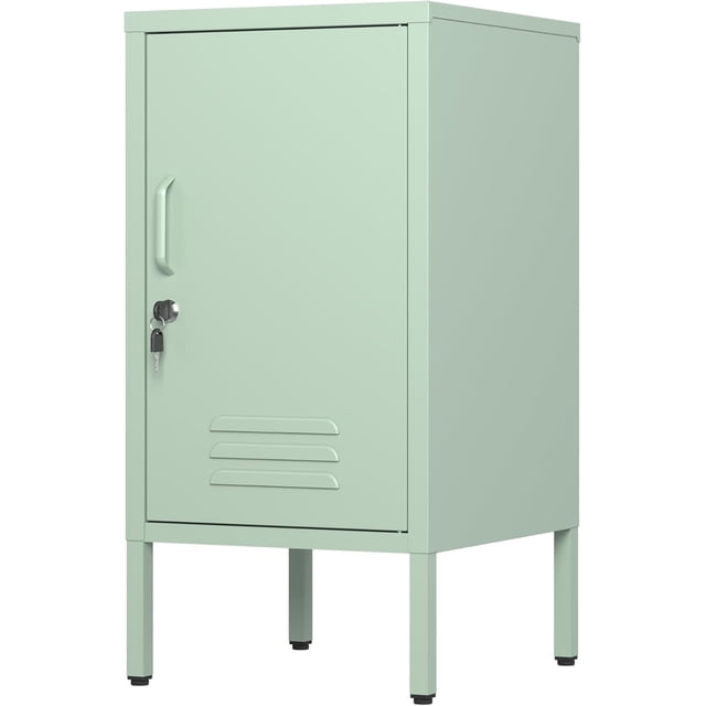 Table d'Appoint en Métal Verrouillable à une Porte, Table d'Appoint Moderne Minimaliste pour Pièce avec 2 Tablettes Ajustables, Armoire de Rangement Multiple pour Salon et Chambre, Facile à Assembler 27.55"H x 13.78"W x 14.96"D