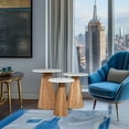 thumbnail image 2 of Nolan Marble Top Three Pack Solid Wood Accent Table Set, 2 of 4
