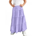 thumbnail image 7 of Rciityk Skirts for Girls Summer Eyelet Ruffle Hem Maxi Skirt Solid Color Elastic High Waist A-Line Casual Skirt 4-15 Years, 7 of 7