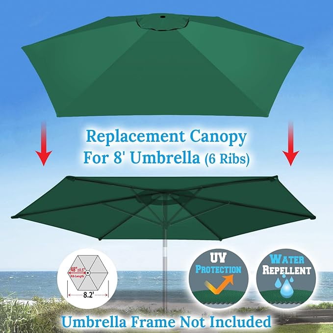 SOLAXO 8.2ft 6 Ribs Umbrella Canopy Cover Only Patio Umbrella Replacement Top