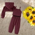 thumbnail image 2 of XXWXYD Clothing Set for Girls Girls Leaky Navel High Waisted Sweater Vest Trousers 3 Piece Set for Classic Fashion Breathable(2-3 Years,Red), 2 of 9