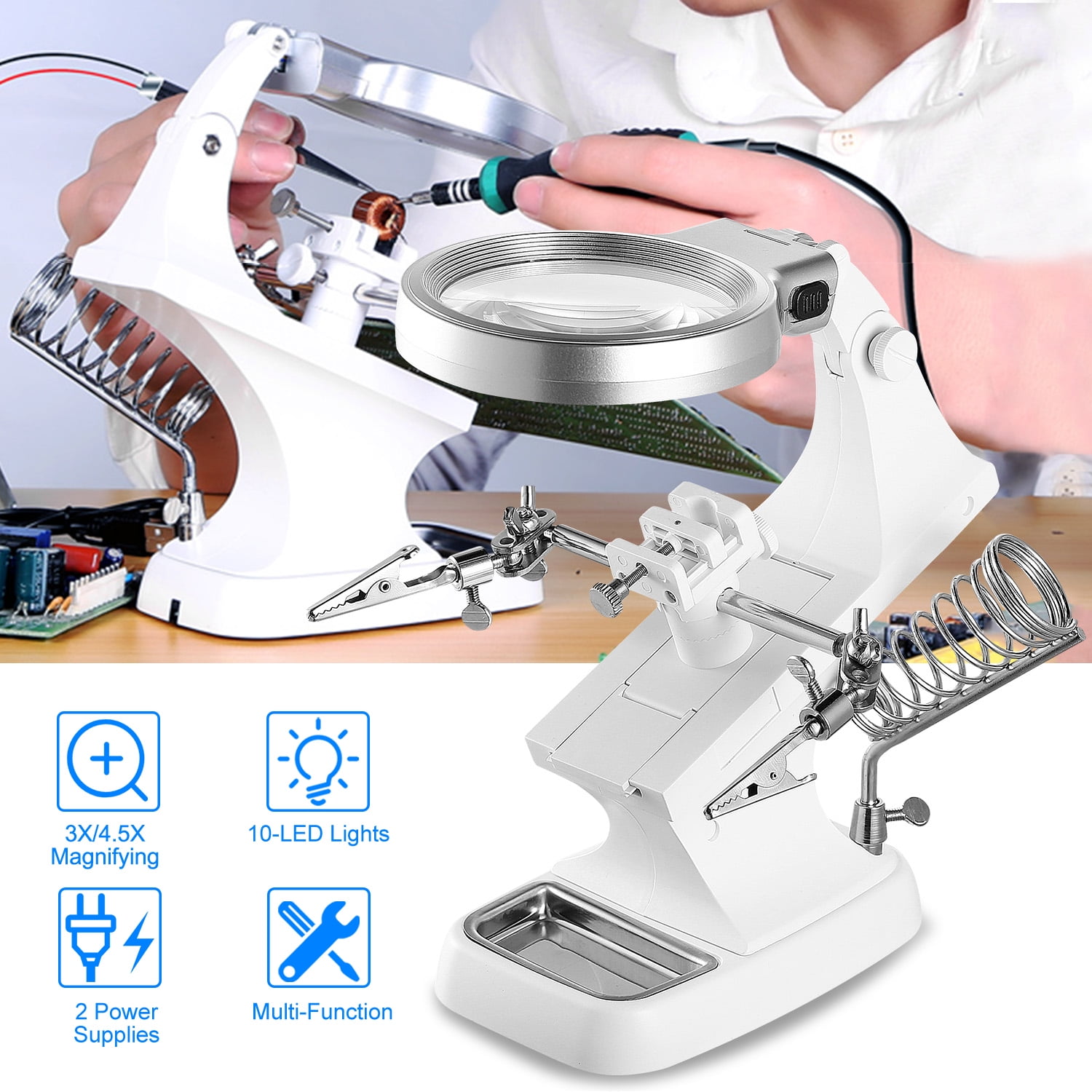 Electriduct Helping Hands Magnifying Glass, LED & Soldering Station
