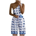 thumbnail image 1 of Pompotops Womens Wide Leg Pants Polka Dot Striped Printed One-shoulder Shorts Jumpsuits, 1 of 8