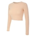thumbnail image 3 of Made by Olivia Women's Solid Long Sleeve Round Neck Crop T Shirt Top, 3 of 4