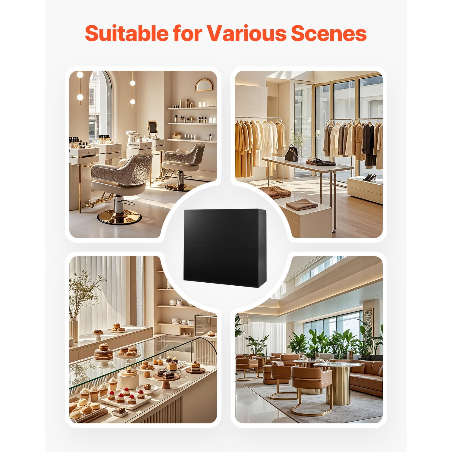 KFFKFF Front Desk, Dimensions 47.24 x 18.9 x 39.37 inches, Rectangular Counter Table, Comes with Secure Drawer and Storage Cabinet, Suitable for Cashier, Lobby, Beauty Parlor and Office, Color Black