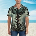 thumbnail image 2 of Fuzoiu Zombie Flower Apocalypse Print Hawaiian Shirt for Men, Summer Beach Casual Short Sleeve Button Down Shirts, Men’s Beach Summer Shirts with Pocket,Small, 2 of 7