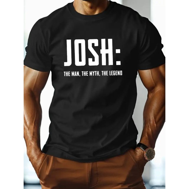 Camiseta de moda para hombre con estampado gráfico de letras JOSH, moderna camiseta de algodón puro con mangas cortas y cuello redondo cómodo.