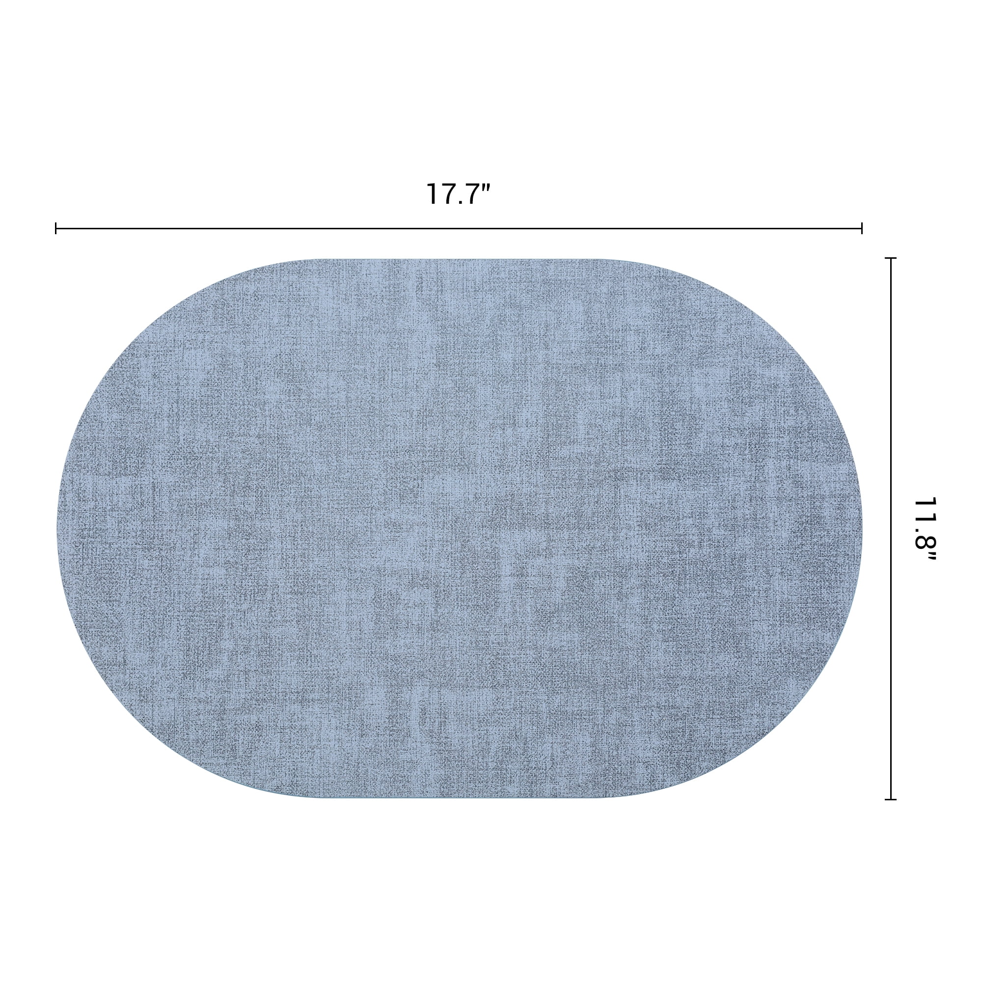 Unique Bargains 6pcs Oval Faux Leather Placemats Light Blue 17.7"x11.8"