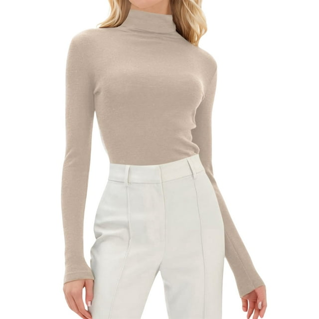 Ladies Thermal Underwear Top Slim Fit High Neck Long Sleeve Base Layer For Winter Warmth Comfort Soft Breathable Wicking