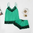 thumbnail image 2 of 2 Piece St Patrick's Day Pajamas For Women, Silk Night Lingerie V-Neck Sleeveless Lace Vest & Short Pant, Casual Plain Sleepwear Nightdress,Size:S, 2 of 6