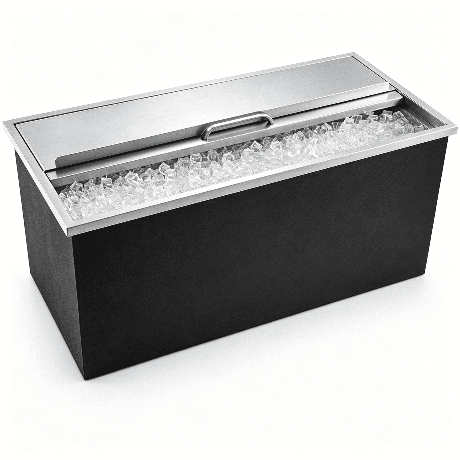 Drop-In Ice Chest, Stainless Steel Ice Storage Box with Sliding Lid and Drain Hose, Ice Bin for Chilled Wine, Beer, Beverage (36 x 18 x 14 Inches)