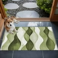 thumbnail image 4 of 2x3 Door Mat Rug, Sage Green Stripes Non-Skid Rubber Backing Large Rectangle Rugs - Living Room Bedroom Home Office, Retro Farmhouse Abstract Ripple Indoor Floor Mat Carpets Washable Rug, 4 of 9