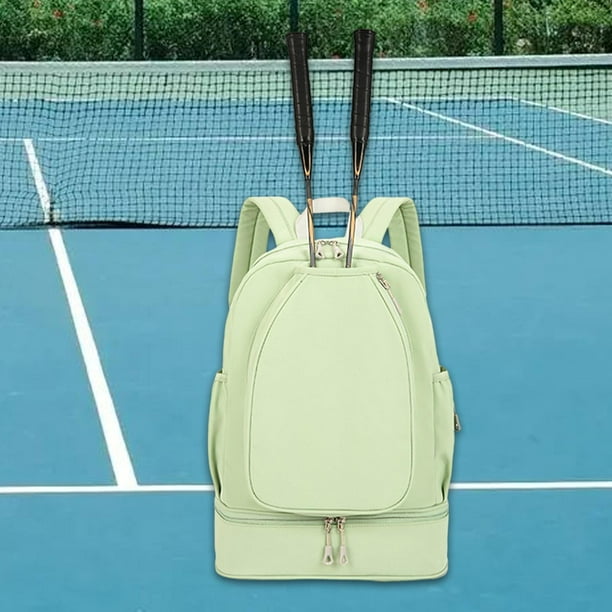 Bolsa de tenis con compartimento para zapatos, mochila Oxford, bolsa de lona, bolsillo lateral para acampar, actividades al aire libre, raqueta de b verde