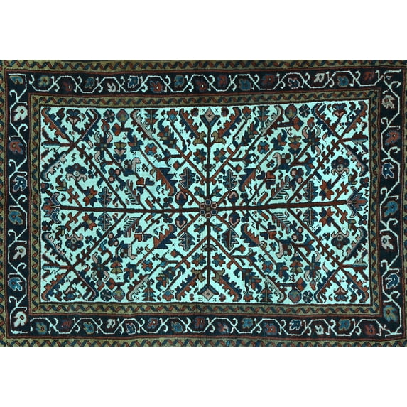 Ahgly Company Indoor Rectangle Persian Light Blue Traditional Area Rugs, 2' x 5'