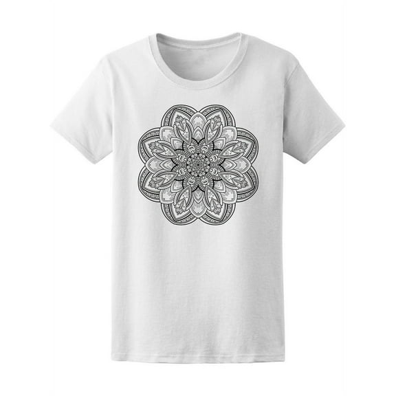 Beautiful Floral Mandala Art T-Shirt Women -Image by Shutterstock, Female x-Large